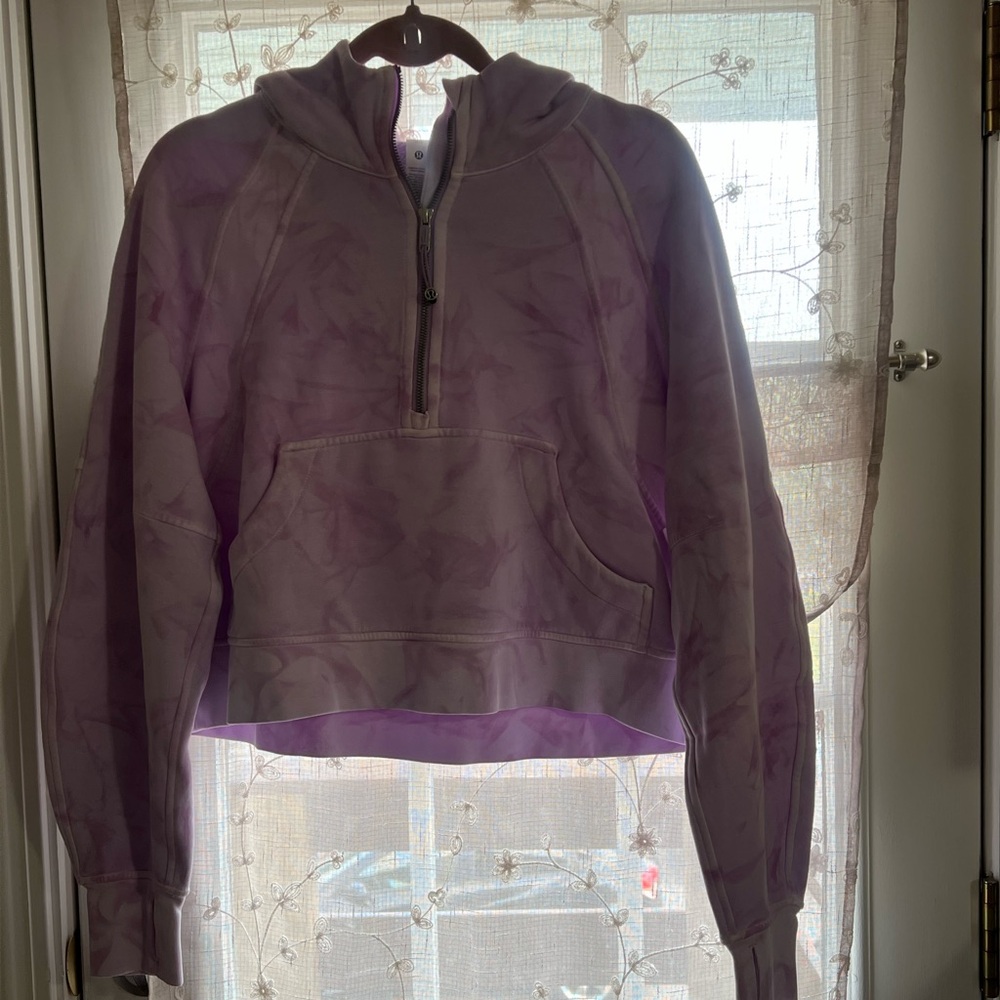 $128 nwt lululemon scuba oversized half zip hoodie lavender purple tye dye xs/s